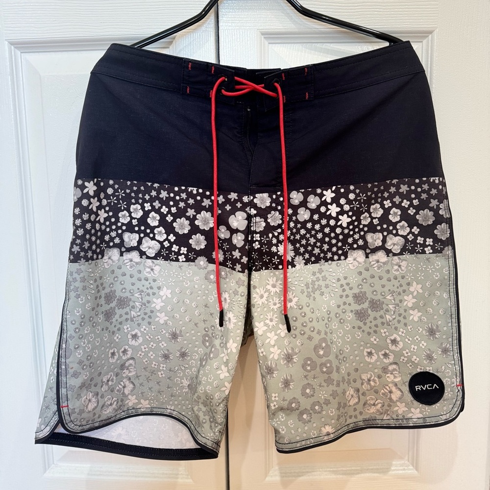 RVCA Black and Gray Board Shorts for Swim